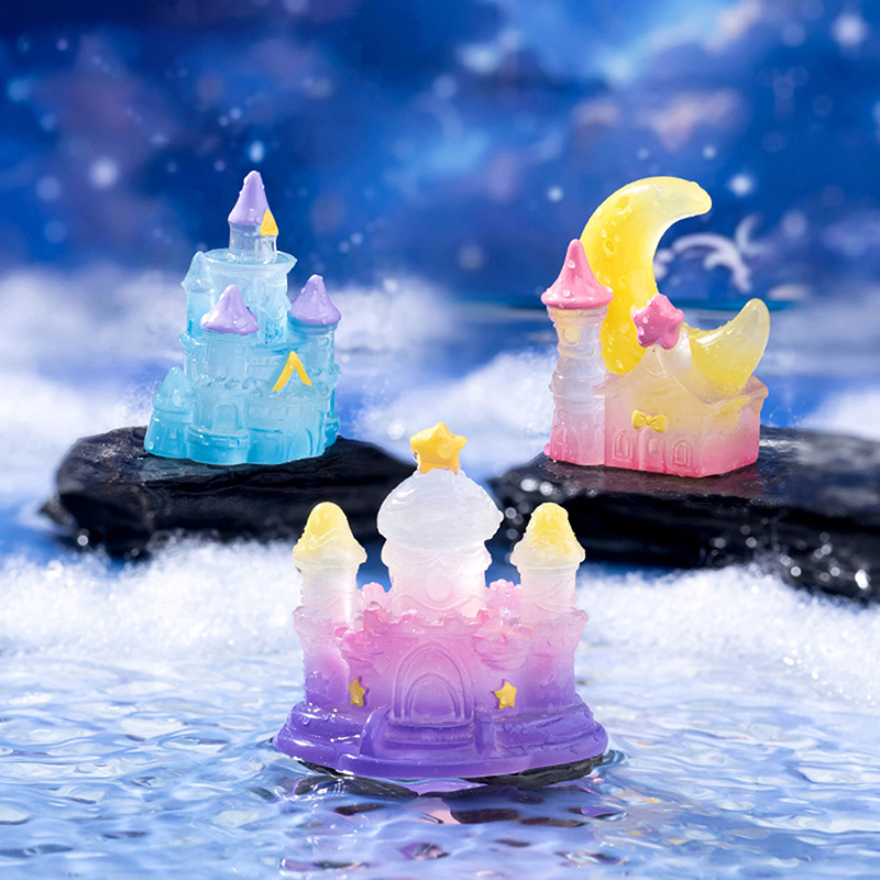 Home Decor Za - Mini castillo luminoso, adorno de micropaisaje