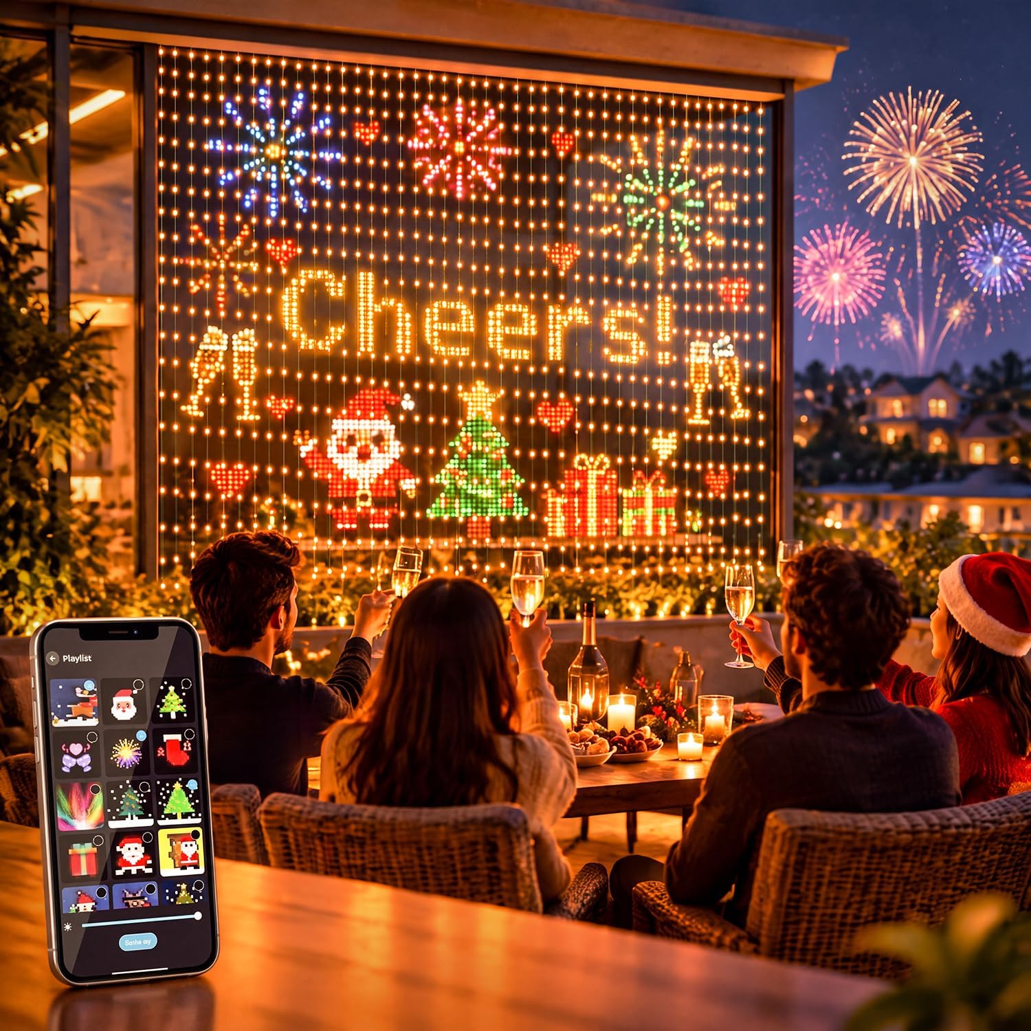 Luces de cortina navideñas RGB - Home Decor Free App reseña y precio
