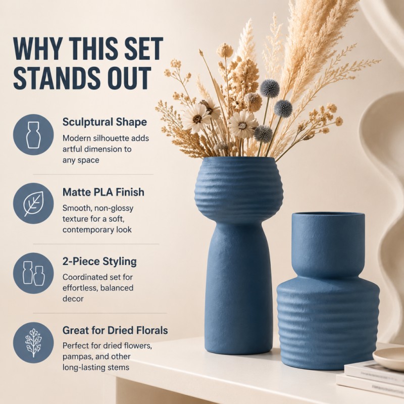 Juego de 2 jarrones azules con - Pampas Grass Decor reseña y precio